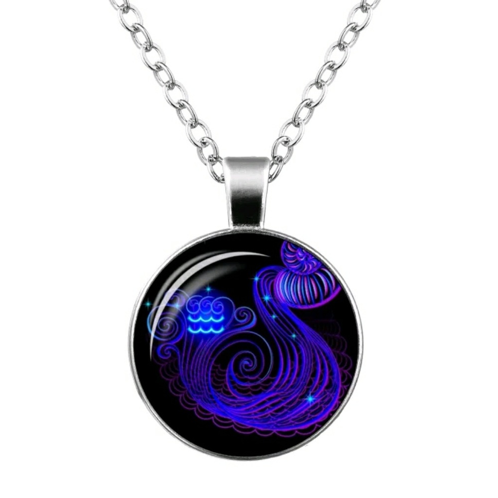 Blacklight-Reactive Aquarius Cabochon Necklace